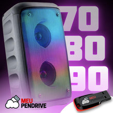 Carregar imagem no visualizador da galeria, Caixa de Som + Pendrive Flashback 70 80 90 - MEU PENDRIVE
