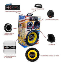 Carregar imagem no visualizador da galeria, Caixa Amplificada Alto Falante Spyder 12 + Modulo Taramps - MEU PENDRIVE
